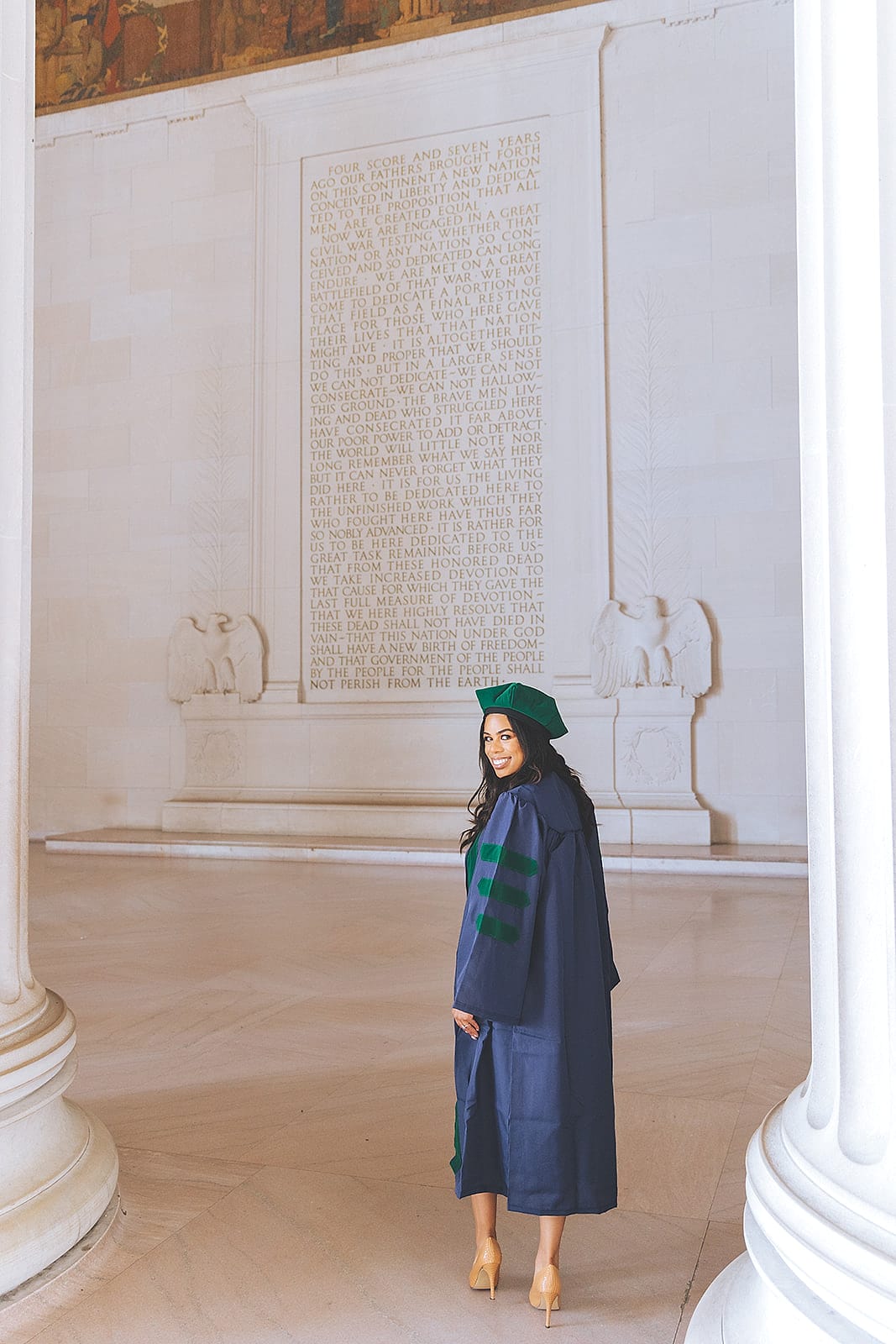 Graduate in a cap and gown